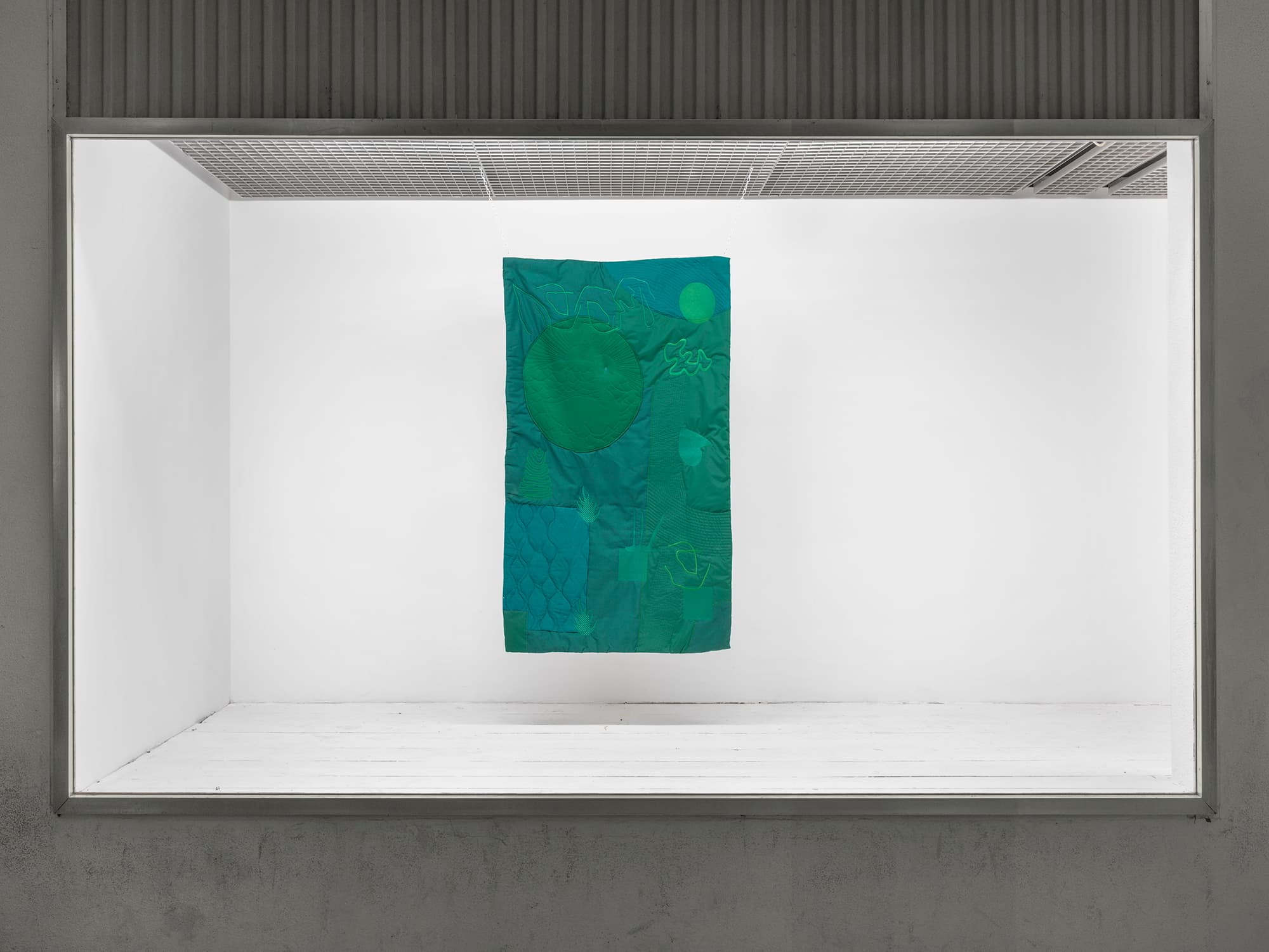 Gabbiano (green), Textile collage 145x88cm, 2021