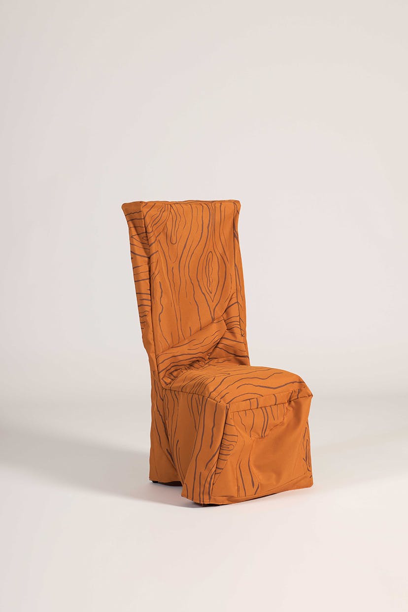 Chair cover, part of Speaking chairs, by Onbetaalbaar, Ghent (BE), 2022