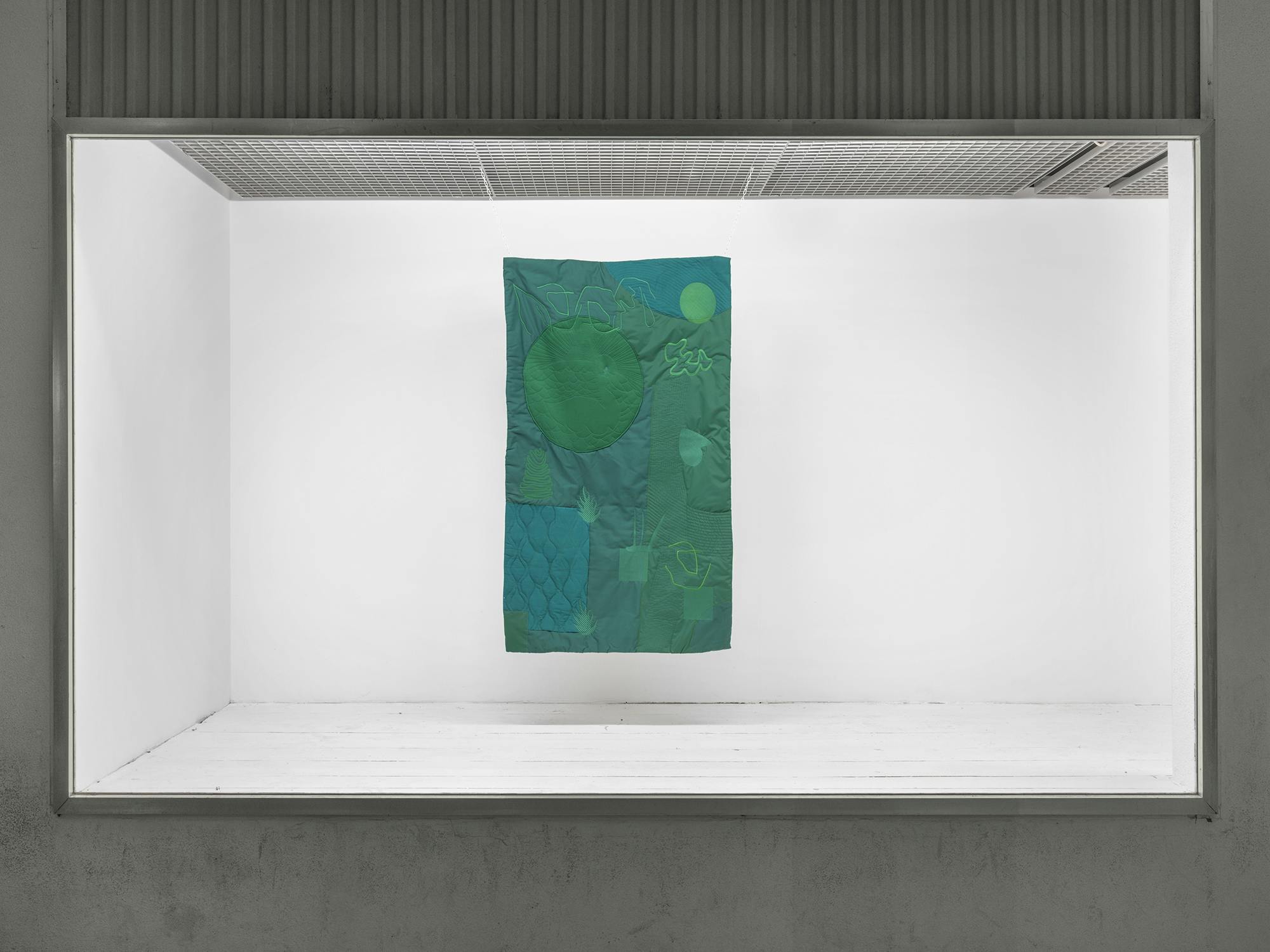 Gabbiano (green), Textile collage 145x88cm, 2021